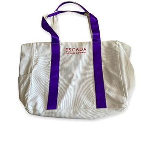Escada ocean lounge shoulder large bottle bag white and purple womens purse